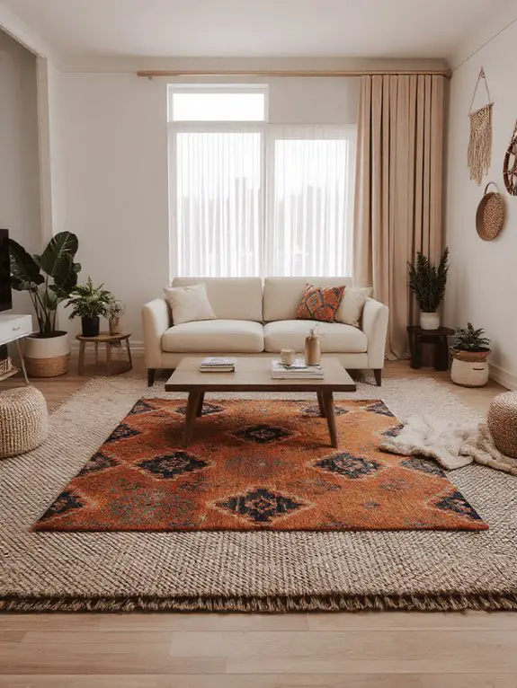 layered textured rugs cozy
