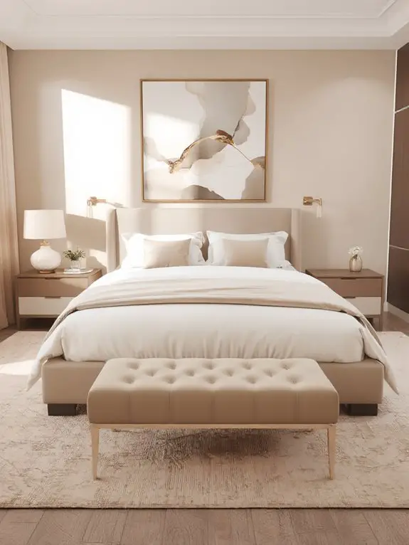 luxurious beige velvet accents