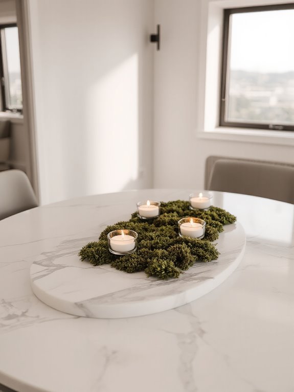 marble tea lights moss