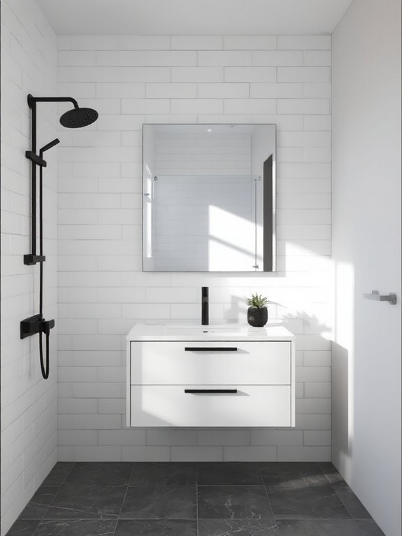 matte black fixtures contrast