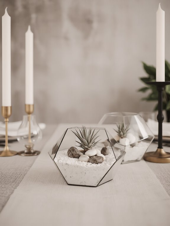 minimalist geometric plant displays