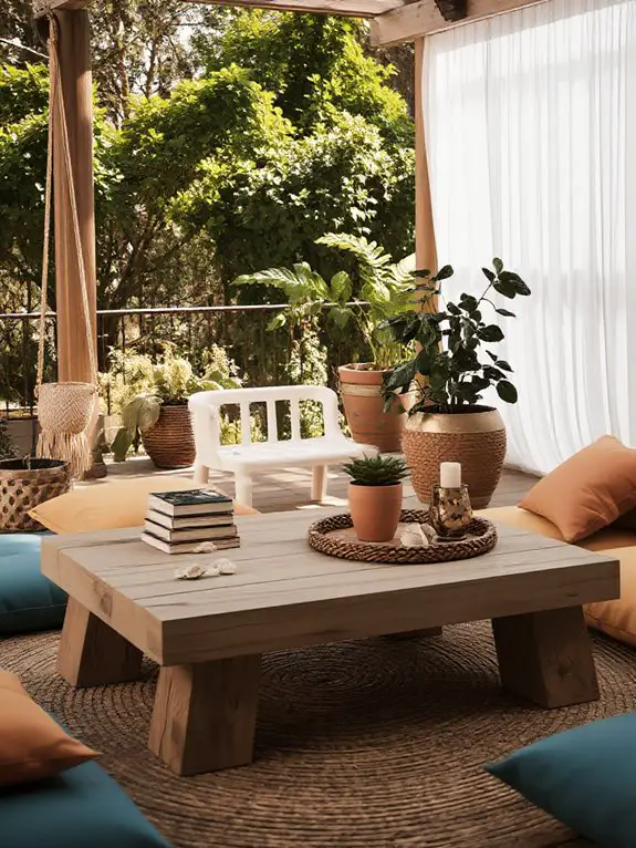 rustic low wooden table
