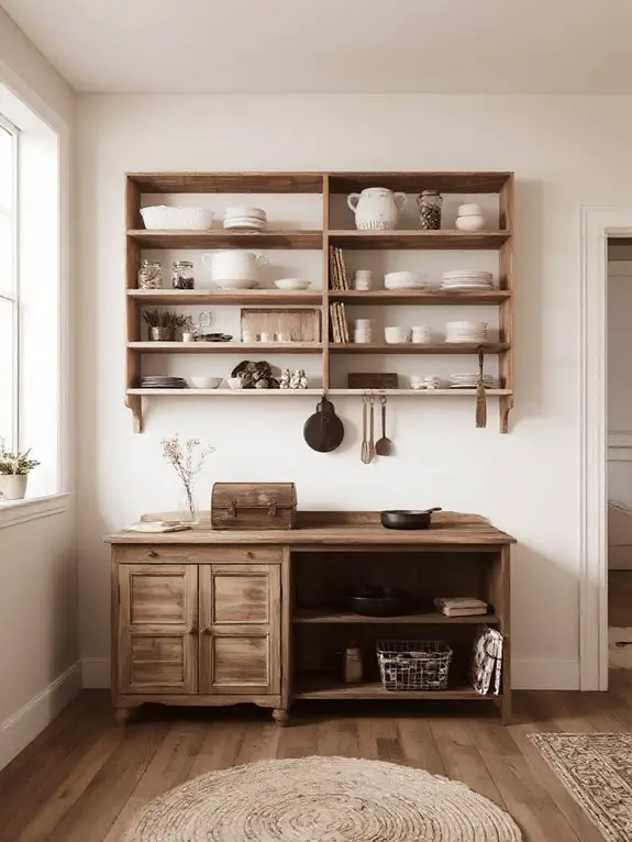 rustic open shelving charm