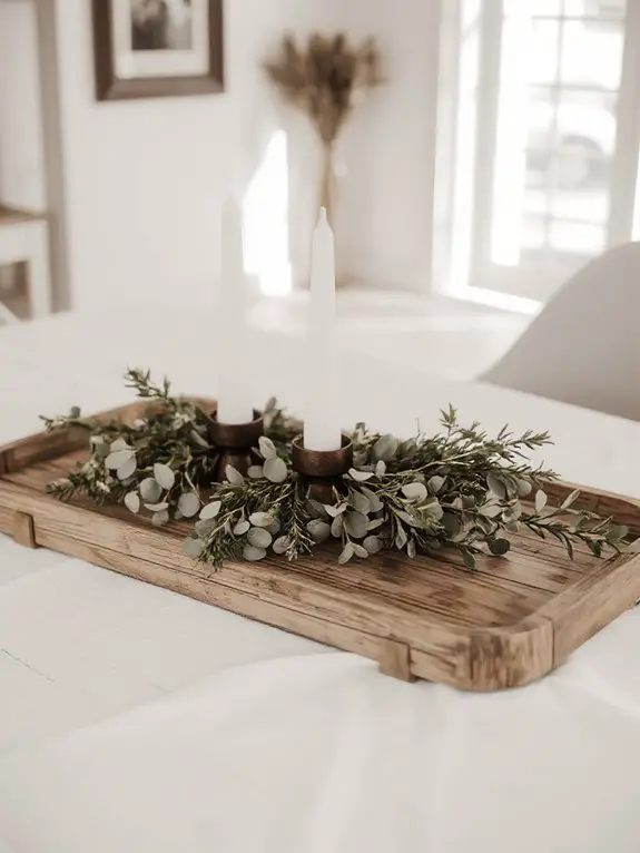 rustic tray with greenery