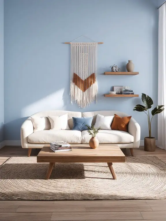 serene blue and wood