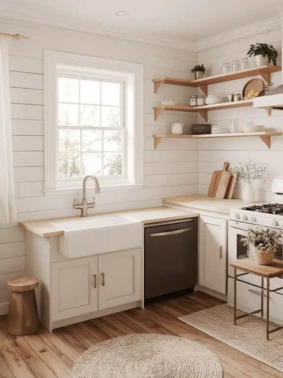 shiplap walls enhance farmhouse elegance