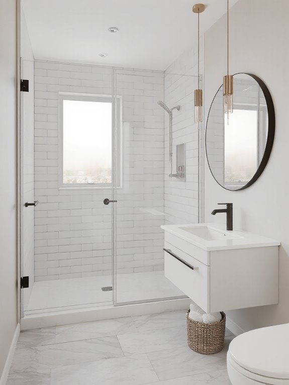 sleek glass doors enhance space