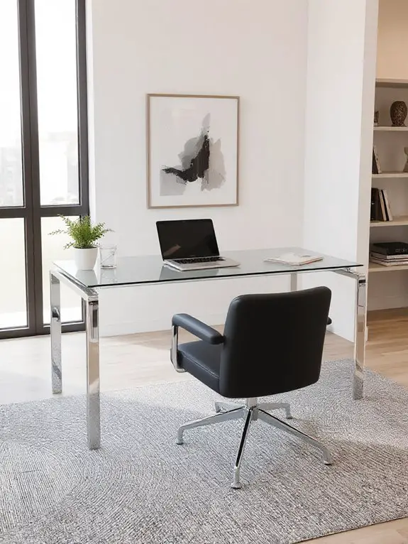 sleek minimalist glass desk