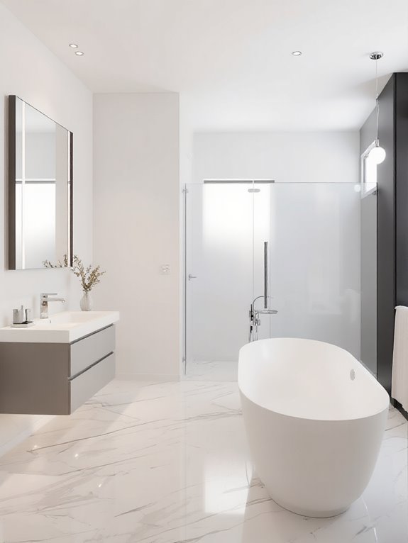 sleek mirrors enhance bathroom design