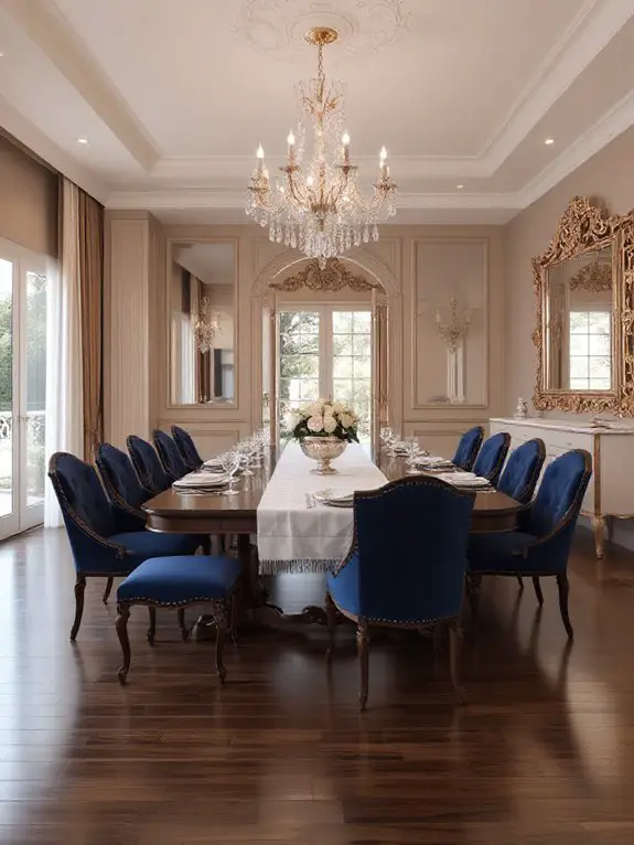 sophisticated chandelier and tableware