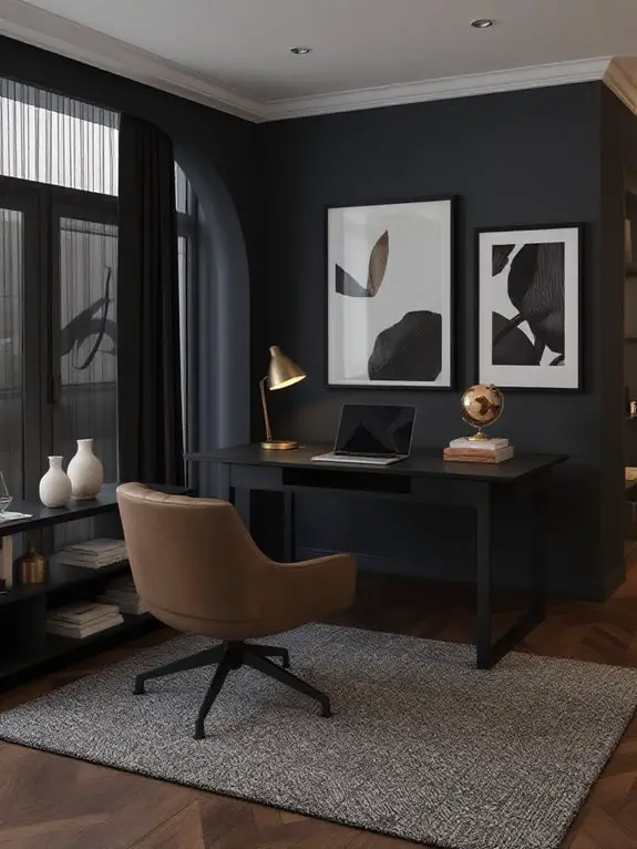 sophisticated dark office retreat