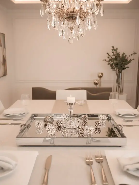 sophisticated mirrored trays glamorously