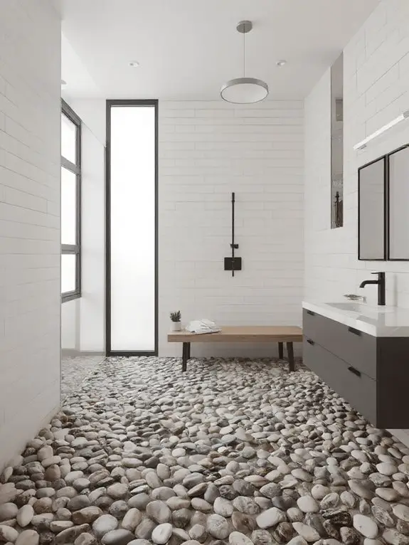 spa like pebble tile flooring
