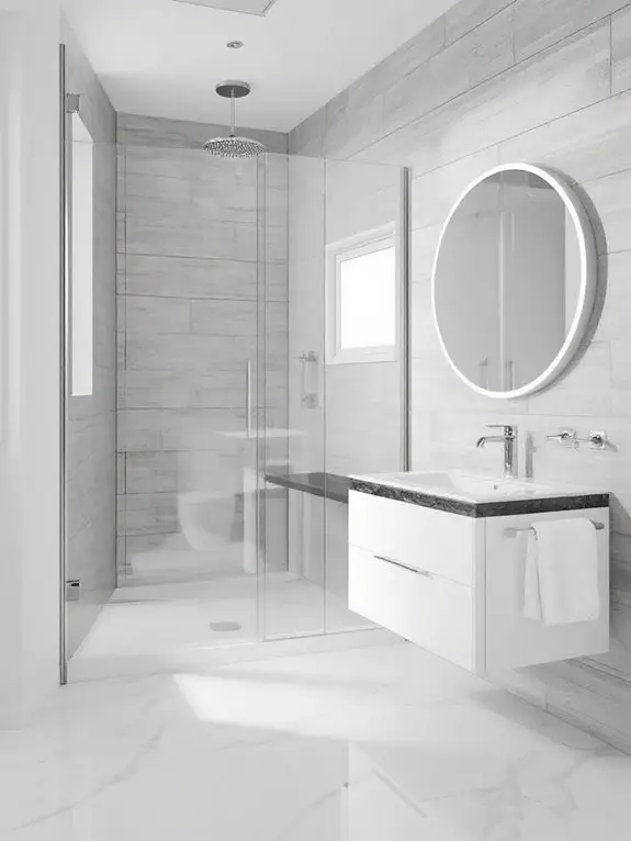 spacious glass shower enclosure
