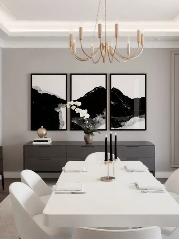 timeless monochromatic dining decor