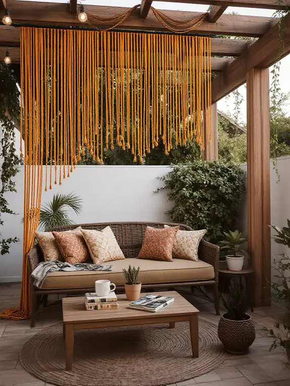 transform patio with beaded curtain