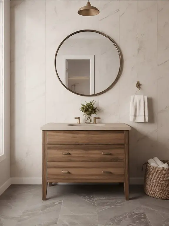 warm rustic wooden vanity