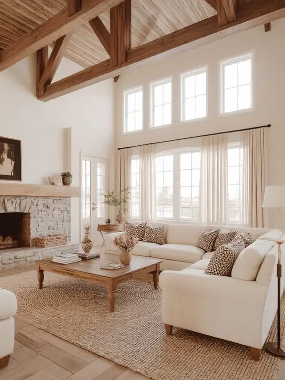 beamed cream rustic charm