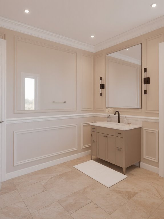 beige and white wainscoting elegance