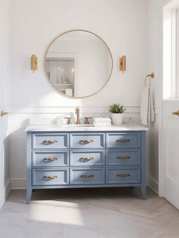 blue wooden coastal vanity