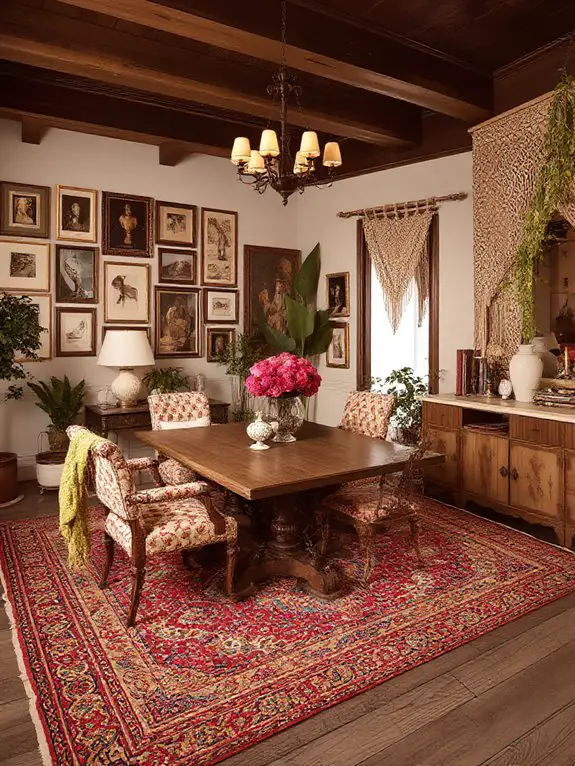 bold patterned dining