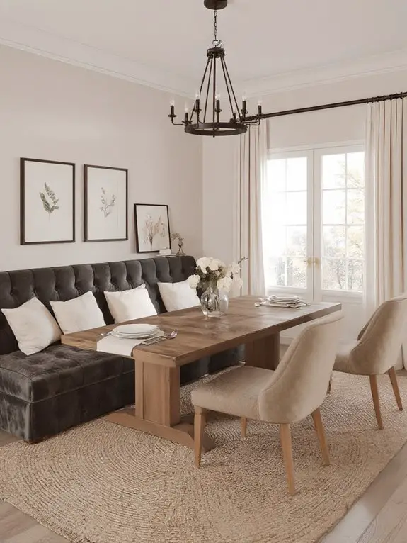 comfortable space saving dining arrangement