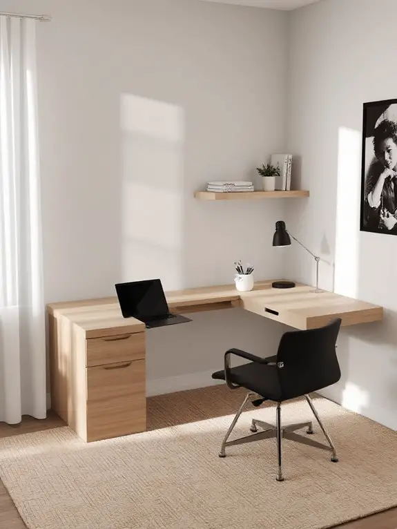 compact corner workspace