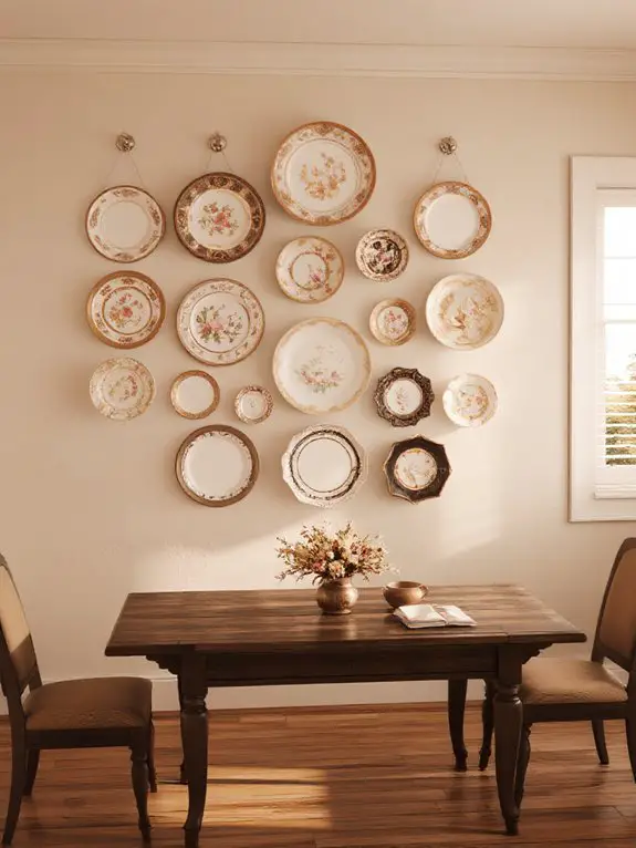 curated vintage plate display