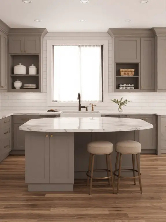 gray cabinets quartz harmony