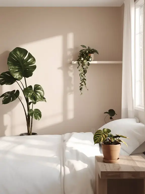 greenery enhances bedroom tranquility