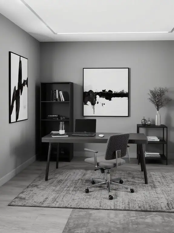 layered grey office design