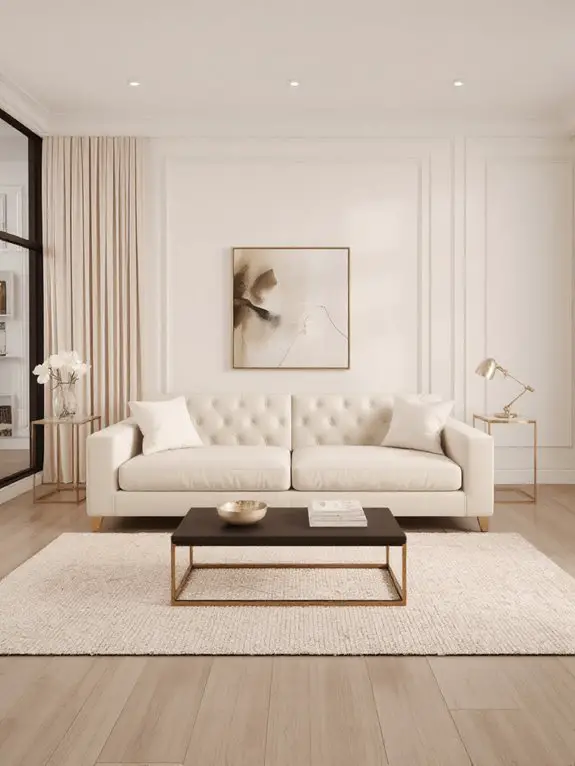 luxurious velvet cream sofa