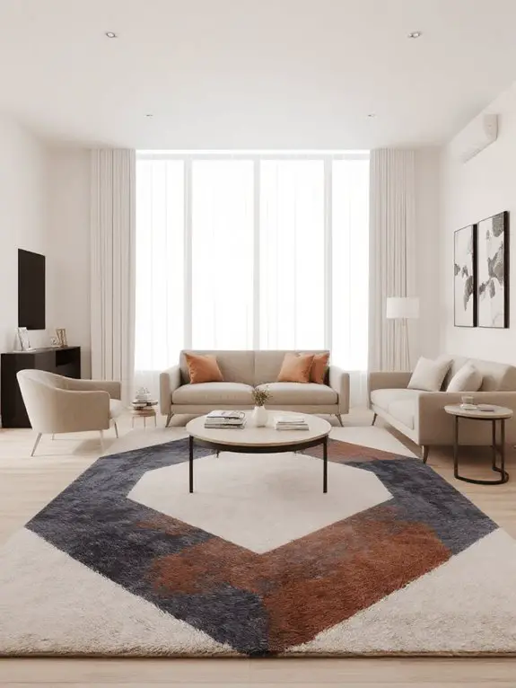 minimalist statement rug placement
