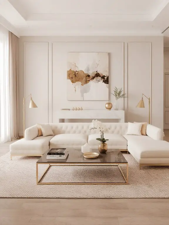 neutral with gold accents