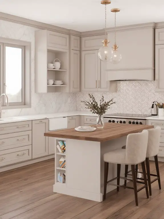 patterned taupe kitchen design