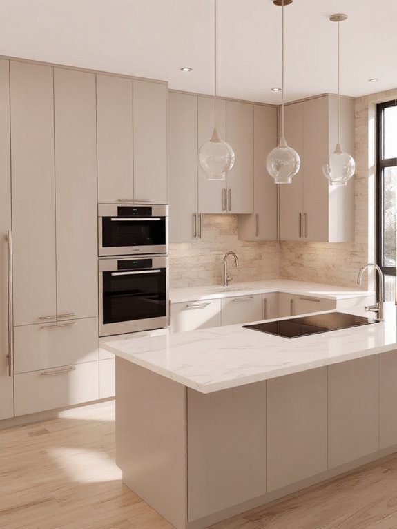 seamless minimalist beige cabinets