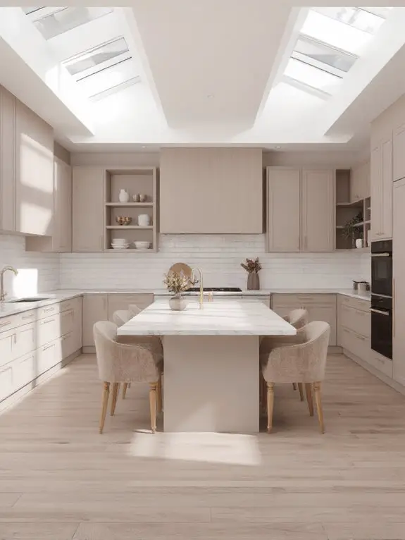 skylights enhance taupe ambiance