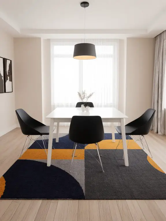 statement rug anchors dining