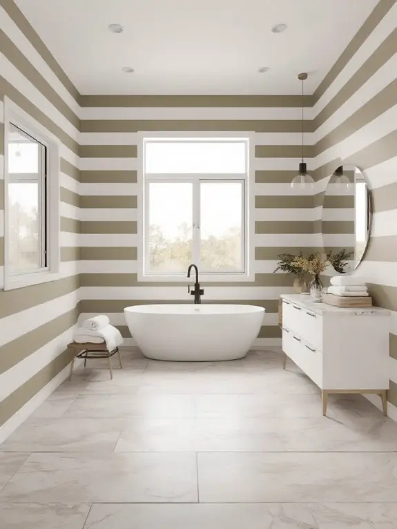 striped olive green walls