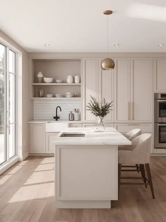 taupe marble kitchen elegance