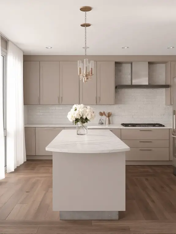 taupe quartz kitchen design