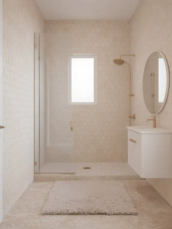 textured beige penny tiles