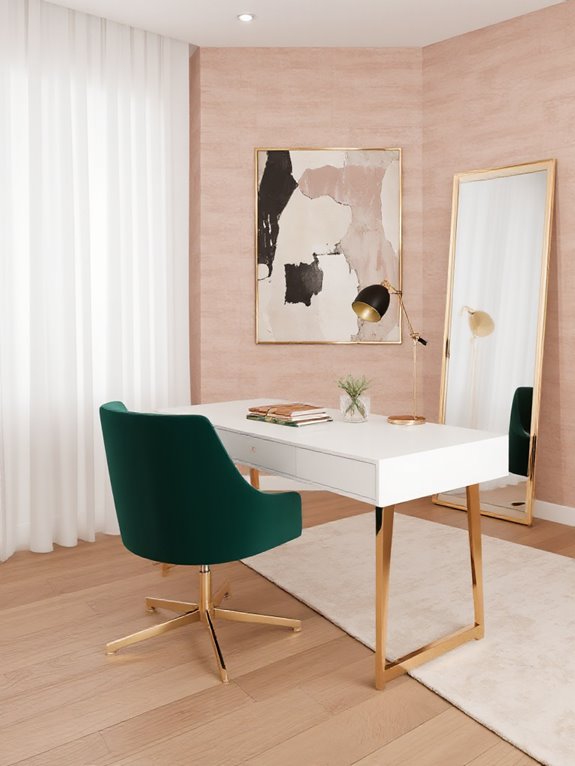 velvet brass workspace sophistication