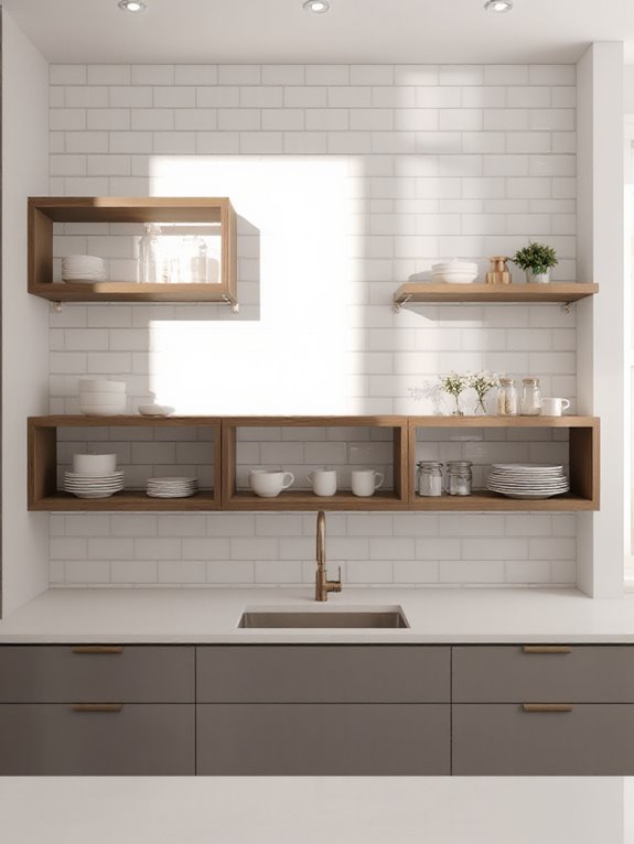 warm gray modern shelving