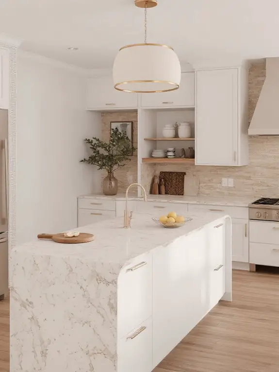 warm speckled neutral countertops