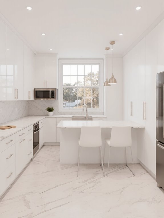 white clean handleless design