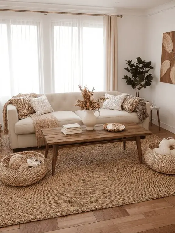 woven baskets add warmth